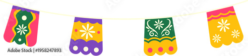 Cinco de mayo mexican culture celebration garland, bunting flag decoration. Vector isolated