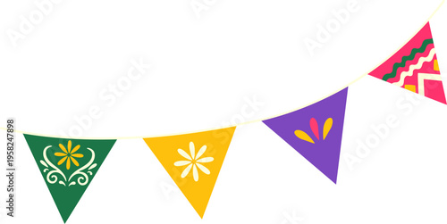 Cinco de mayo mexican culture celebration garland, bunting flag decoration. Vector isolated