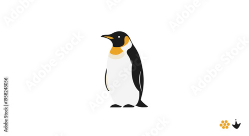 Cute Emperor Penguin illustration, isolated on white background, cartoon style