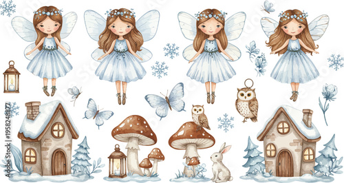 Cute vector illustration set of a happy cartoon family with a smiling woman, baby, and child character icons celebrating love and childhood fun