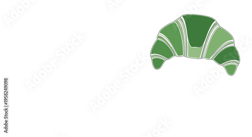 Green croissant illustration, healthy food concept, isolated on white background