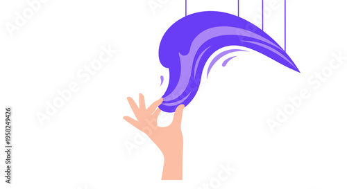 Hand Touching Flowing Purple Slime or Paint