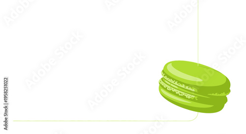 Single Green Macaron Cookie on White Background, Minimalist Food Photography