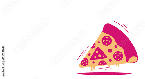 Slice of Pepperoni Pizza with Melting Cheese, Italian Food Icon, Vector Art