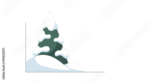 Snowy Christmas Tree Icon Isolated on White Background