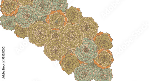 Soft Pastel Floral Pattern with Succulent Blooms, Gentle Colors, Decorative Background