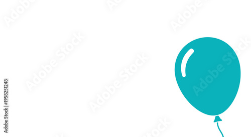 Teal Balloon Floating on White Background