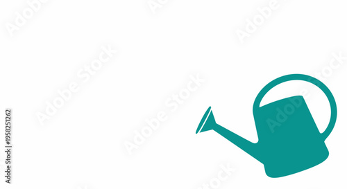 Teal watering can icon on white background, garden tool illustration