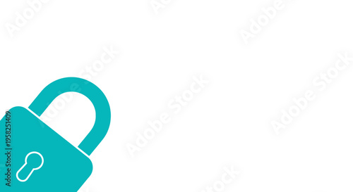 Turquoise Padlock Icon on White Background - Security and Protection Concept