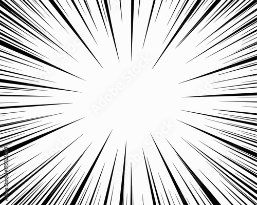 Black and white manga speed lines background with radiating sunburst effect dynamic rays for intense comic book action scenes graphic design templates motion lines vectors for energetic visual storyte