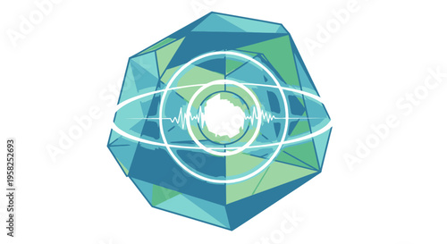 Abstract Geometric Energy Core with Radial Pulse and Polygon Frame