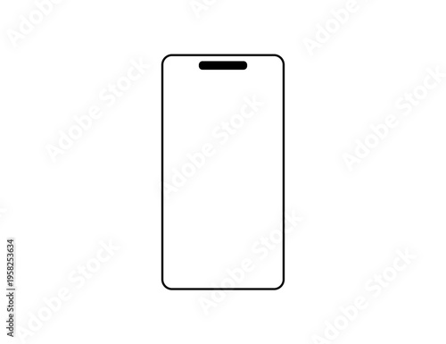 Minimal Smartphone Outline Mockup With Blank Screen And Notch Mobile Phone Device Template 