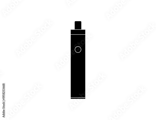 Black Vape Pen Icon Silhouette E-Cigarette Vaporizer Device.