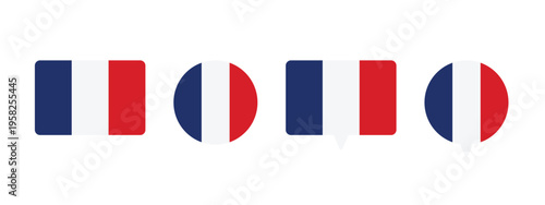 French Flag Vector Icon Set – National Symbol Graphic Design