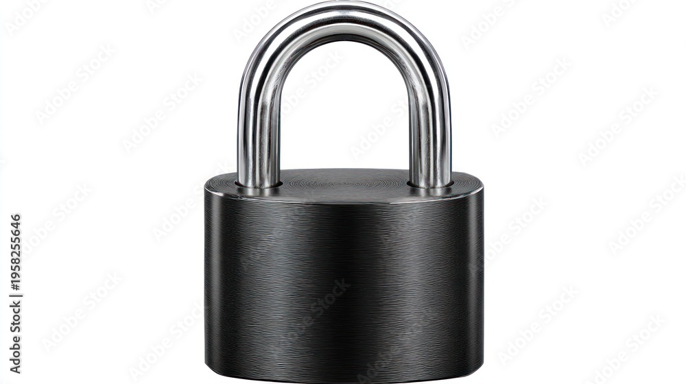 Naklejka premium Metallic padlock isolated on white background for security and protection
