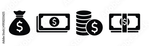 Money Bag Cash Coin Dollar Vector Icon Financial Design Illustration