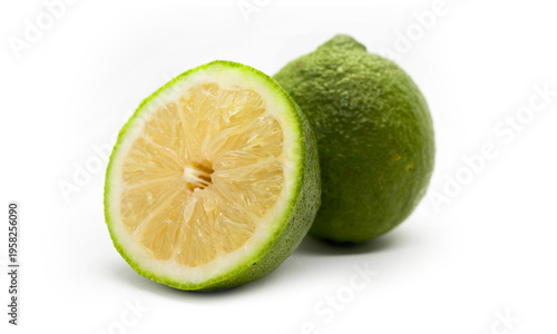Photography Lime and slice isolated on white background