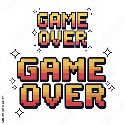 Pixelated Game Over Text with Sparkles pixel art retro gaming