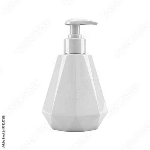 Modern pump soap dispenser in minimalist white design isolated on transparent background