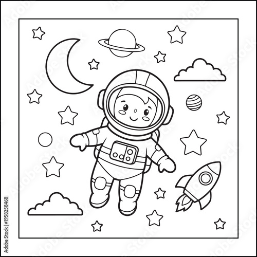 A cute astronaut coloring page for kids