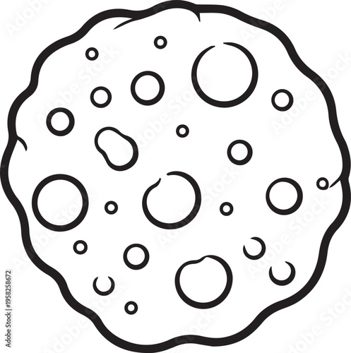 bold black and white cookie icon isolated on white background flat design