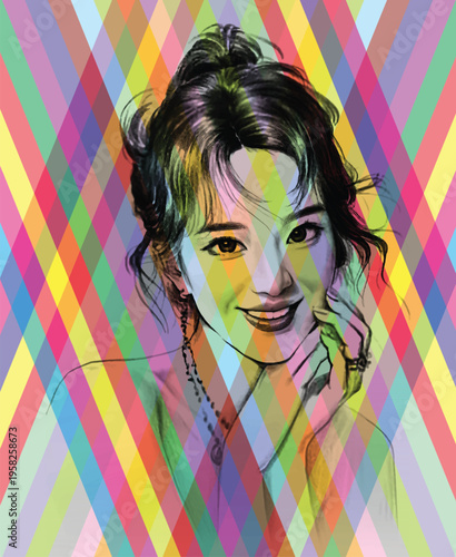 Sketch. Beauty girl face Hand drawn sketch on a white background. Beautiful fashion girl. Vector illustration.