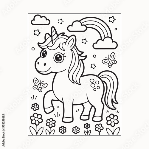 a cute unicorn coloring page for kids