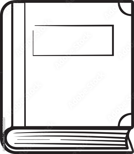 Closed book flat icon with bold black outline isolated on white background