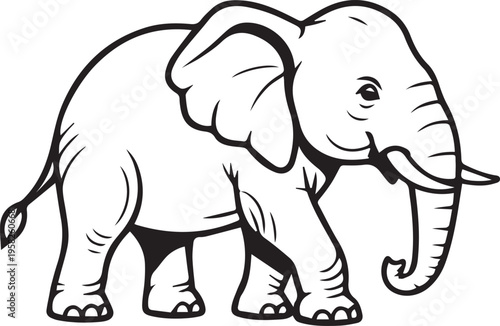 Cute cartoon baby elephant walking isolated on white background illustration