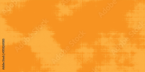 Abstract orange halftone background with dotted gradient. Retro comic pop art texture with pixel dots overlay