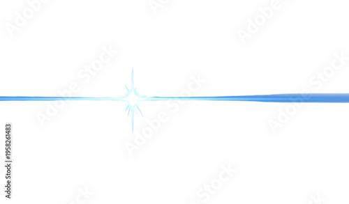A minimalist vector graphic of a blue light beam with a starburst effect