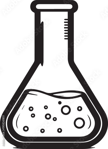 Laboratory beaker flask icon isolated on white background minimalist science vector