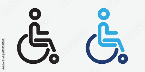 Accessibility symbols for disabled and wheelchair users in contrasting styles Vector