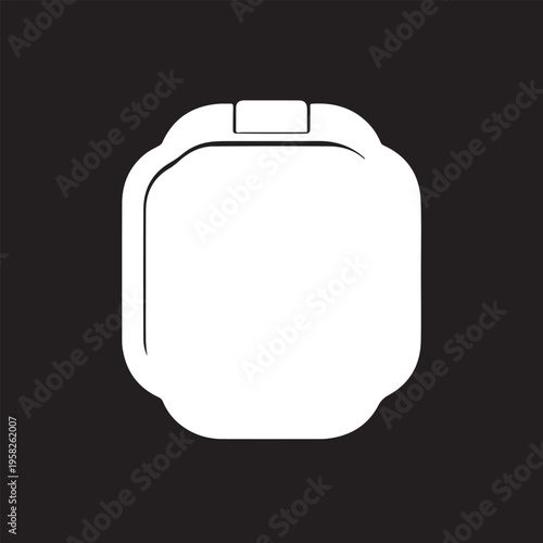 Minimalist 2D battery icon isolated on white background with bold black outline