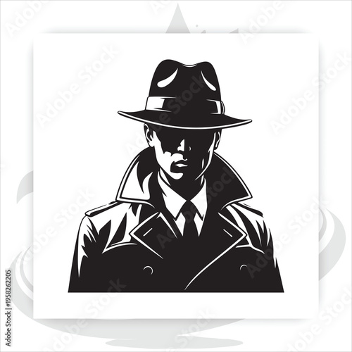 Shadowed Observer: A striking monochromatic depiction of a mysterious figure in a fedora, exuding an air of intrigue and covertness.