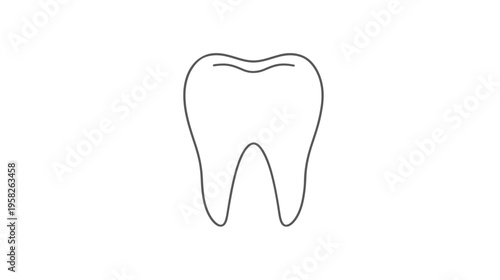 A simple outline of a tooth in gray on a white background, representing oral health
