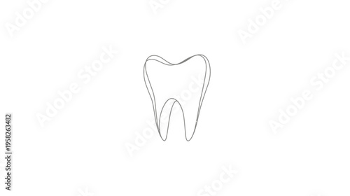 A gray line drawing of a molar tooth, set against a pristine white background