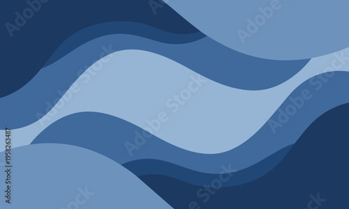 Abstract Muted Blue Wave Background Minimal Flat Vector Design
