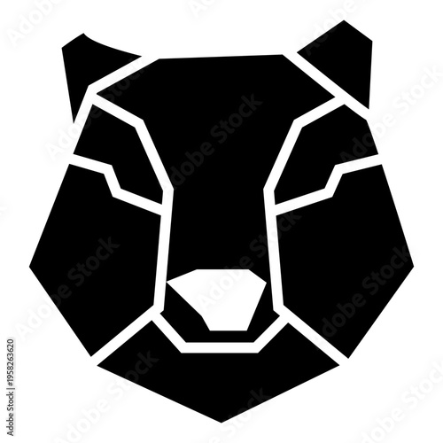 black racon head mammal animal glyph solid icon illustration vector