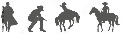 Cowboy silhouette vector illustration isolated on white background

