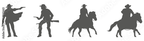 Cowboy silhouette vector illustration isolated on white background