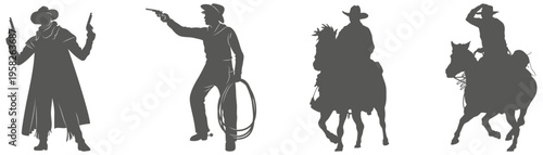 Cowboy silhouette vector illustration isolated on white background