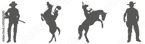 Cowboy silhouette vector illustration isolated on white background