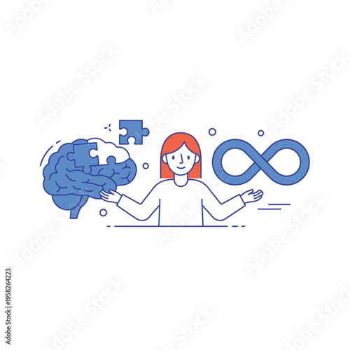 Person with Brain and Infinity Symbol.