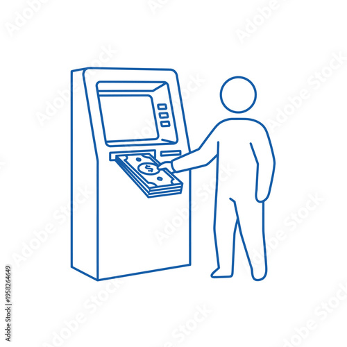 Person withdrawing cash from an ATM machine.