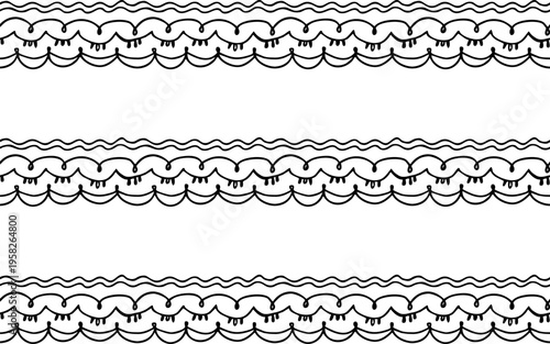 seamless pattern with hand-drawn elements, children's drawing with stylized flowers, butterflies and ornament fragments