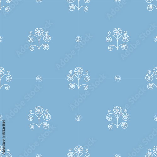 seamless pattern with hand-drawn elements, children's drawing with stylized flowers, butterflies and ornament fragments