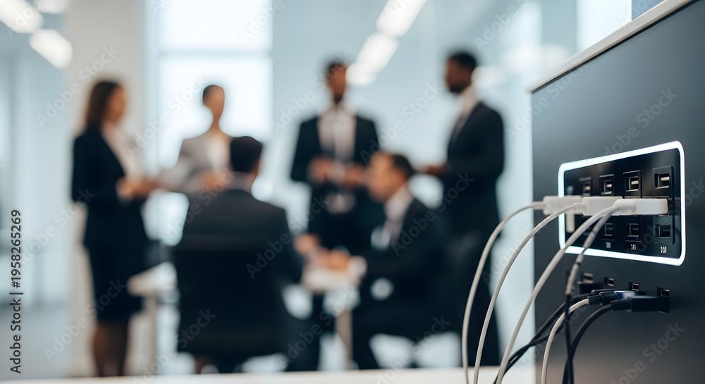 Fototapeta premium Business professionals discussing in a modern boardroom setting