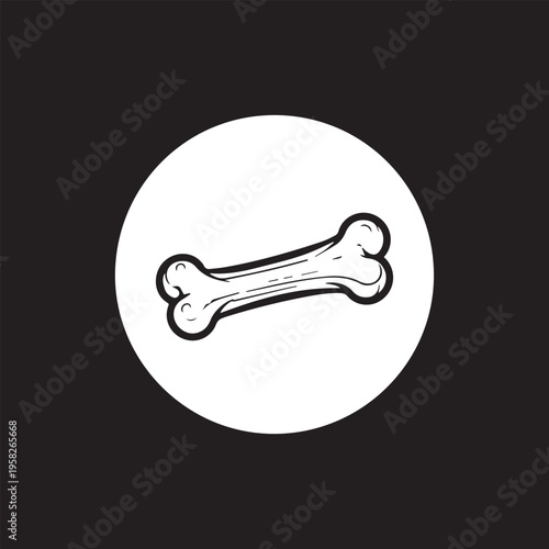 Minimalist black and white bone icon isolated on white background