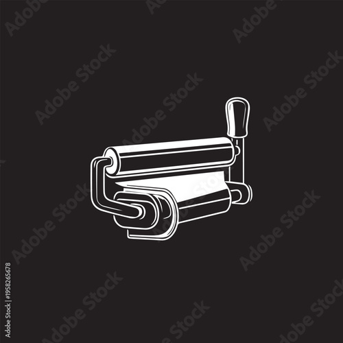 Minimalist black and white blind roller icon for interior design and architecture